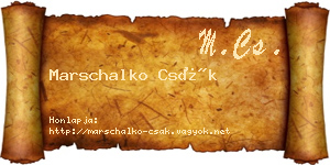 Marschalko Csák névjegykártya